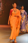 Swarajya ~ Times Fashion Week Exclusive ~ Handloom Pure Cotton Turmeric Yellow Paithani with Unique Radha Krishna Pallu - verymuchindian.com