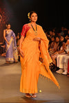Swarajya ~ Times Fashion Week Exclusive ~ Handloom Pure Cotton Turmeric Yellow Paithani with Unique Radha Krishna Pallu - verymuchindian.com