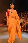 Swarajya ~ Times Fashion Week Exclusive ~ Handloom Pure Cotton Turmeric Yellow Paithani with Unique Radha Krishna Pallu - verymuchindian.com
