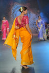 Swarajya ~ Times Fashion Week Exclusive ~ Handloom Pure Cotton Turmeric Yellow Paithani with Unique Radha Krishna Pallu - verymuchindian.com