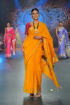 Swarajya ~ Times Fashion Week Exclusive ~ Handloom Pure Cotton Turmeric Yellow Paithani with Unique Radha Krishna Pallu - verymuchindian.com