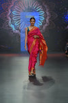 Swarajya ~ Times Fashion Week Exclusive ~ Handloom Pure Silk Asawali Muniya Border Saree With Handcrafted Parrot Pallu in Pink - verymuchindian.com