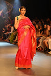 Swarajya ~ Times Fashion Week Exclusive ~ Handloom Pure Silk Asawali Muniya Border Saree With Handcrafted Parrot Pallu in Pink - verymuchindian.com