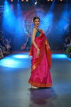 Swarajya ~ Times Fashion Week Exclusive ~ Handloom Pure Silk Asawali Muniya Border Saree With Handcrafted Parrot Pallu in Pink - verymuchindian.com