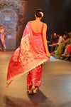 Swarajya ~ Times Fashion Week Exclusive ~ Handloom Pure Silk Bandhani Paithani with Double Pallu in Pink - verymuchindian.com