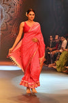 Swarajya ~ Times Fashion Week Exclusive ~ Handloom Pure Silk Bandhani Paithani with Double Pallu in Pink - verymuchindian.com