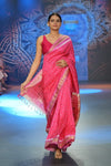 Swarajya ~ Times Fashion Week Exclusive ~ Handloom Pure Silk Bandhani Paithani with Double Pallu in Pink - verymuchindian.com