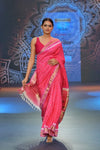 Swarajya ~ Times Fashion Week Exclusive ~ Handloom Pure Silk Bandhani Paithani with Double Pallu in Pink - verymuchindian.com