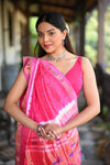 Swarajya ~ Times Fashion Week Exclusive ~ Handloom Pure Silk Bandhani Paithani with Double Pallu in Pink - verymuchindian.com