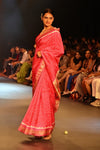 Swarajya ~ Times Fashion Week Exclusive ~ Handloom Pure Silk Bandhani Paithani with Double Pallu in Pink - verymuchindian.com