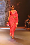 Swarajya ~ Times Fashion Week Exclusive ~ Handloom Pure Silk Bandhani Paithani with Double Pallu in Pink - verymuchindian.com