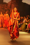Swarajya ~ Times Fashion Week Exclusive ~ Handloom Pure Silk Nauvari Paithani with Pecaock Lotus Pallu in Maroon - verymuchindian.com