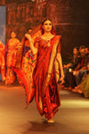 Swarajya ~ Times Fashion Week Exclusive ~ Handloom Pure Silk Nauvari Paithani with Pecaock Lotus Pallu in Maroon - verymuchindian.com