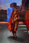Swarajya ~ Times Fashion Week Exclusive ~ Handloom Pure Silk Nauvari Paithani with Pecaock Lotus Pallu in Maroon - verymuchindian.com