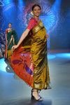 Swarajya ~ Times Fashion Week Exclusive ~ Handloom Pure Silk Paithani in Peacock Pallu in Mehendi Green - verymuchindian.com