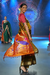 Swarajya ~ Times Fashion Week Exclusive ~ Handloom Pure Silk Paithani in Peacock Pallu in Mehendi Green - verymuchindian.com