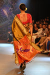 Swarajya ~ Times Fashion Week Exclusive ~ Handloom Pure Silk Paithani in Peacock Pallu in Mehendi Green - verymuchindian.com