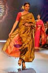 Swarajya ~ Times Fashion Week Exclusive ~ Handloom Pure Silk Paithani in Peacock Pallu in Mehendi Green - verymuchindian.com