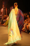 Swarajya ~ Times Fashion Week Exclusive ~ Handloom Pure Silk Paithani in Regal Sky Blue with Timeless Temple Muniya Border - verymuchindian.com