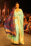 Swarajya ~ Times Fashion Week Exclusive ~ Handloom Pure Silk Paithani in Regal Sky Blue with Timeless Temple Muniya Border - verymuchindian.com