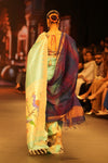 Swarajya ~ Times Fashion Week Exclusive ~ Handloom Pure Silk Paithani in Regal Sky Blue with Timeless Temple Muniya Border - verymuchindian.com