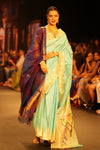 Swarajya ~ Times Fashion Week Exclusive ~ Handloom Pure Silk Paithani in Regal Sky Blue with Timeless Temple Muniya Border - verymuchindian.com