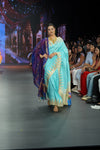 Swarajya ~ Times Fashion Week Exclusive ~ Handloom Pure Silk Paithani in Regal Sky Blue with Timeless Temple Muniya Border - verymuchindian.com
