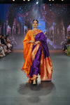 Swarajya ~ Times Fashion Week Exclusive ~ Handloom Pure Silk Paithani with Aswali Pallu and Asawali Border in Purple - verymuchindian.com