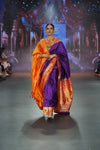 Swarajya ~ Times Fashion Week Exclusive ~ Handloom Pure Silk Paithani with Aswali Pallu and Asawali Border in Purple - verymuchindian.com