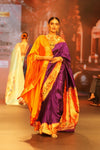 Swarajya ~ Times Fashion Week Exclusive ~ Handloom Pure Silk Paithani with Aswali Pallu and Asawali Border in Purple - verymuchindian.com