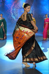Swarajya ~ Times Fashion Week Exclusive ~ Handloom Pure Silk Paithani with Baghicha Pallu In black - verymuchindian.com