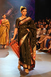Swarajya ~ Times Fashion Week Exclusive ~ Handloom Pure Silk Paithani with Baghicha Pallu In black - verymuchindian.com