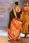 Swarajya ~ Times Fashion Week Exclusive ~ Handloom Pure Silk Paithani with Baghicha Pallu In black - verymuchindian.com