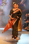 Swarajya ~ Times Fashion Week Exclusive ~ Handloom Pure Silk Paithani with Baghicha Pallu In black - verymuchindian.com