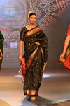 Swarajya ~ Times Fashion Week Exclusive ~ Handloom Pure Silk Paithani with Baghicha Pallu In black - verymuchindian.com