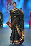 Swarajya ~ Times Fashion Week Exclusive ~ Handloom Pure Silk Paithani with Baghicha Pallu In black - verymuchindian.com