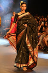 Swarajya ~ Times Fashion Week Exclusive ~ Handloom Pure Silk Paithani with Baghicha Pallu In black - verymuchindian.com