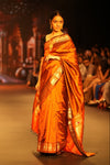 Swarajya ~ Times Fashion Week Exclusive ~ Handloom Pure Silk Paithani with chaurang pallu In Rust Orange - verymuchindian.com