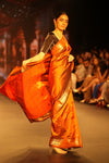 Swarajya ~ Times Fashion Week Exclusive ~ Handloom Pure Silk Paithani with chaurang pallu In Rust Orange - verymuchindian.com