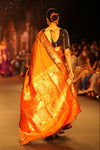 Swarajya ~ Times Fashion Week Exclusive ~ Handloom Pure Silk Paithani with chaurang pallu In Rust Orange - verymuchindian.com