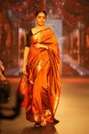 Swarajya ~ Times Fashion Week Exclusive ~ Handloom Pure Silk Paithani with chaurang pallu In Rust Orange - verymuchindian.com