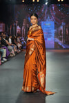 Swarajya ~ Times Fashion Week Exclusive ~ Handloom Pure Silk Paithani with chaurang pallu In Rust Orange - verymuchindian.com