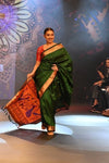 Swarajya ~ Times Fashion Week Exclusive ~ Handloom Pure Silk Paithani with Fancy Peacock Pallu in Royal Green - verymuchindian.com