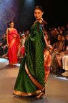 Swarajya ~ Times Fashion Week Exclusive ~ Handloom Pure Silk Paithani with Fancy Peacock Pallu in Royal Green - verymuchindian.com