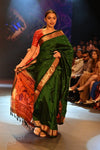Swarajya ~ Times Fashion Week Exclusive ~ Handloom Pure Silk Paithani with Fancy Peacock Pallu in Royal Green - verymuchindian.com