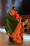 Swarajya ~ Times Fashion Week Exclusive ~ Handloom Pure Silk Paithani with Fancy Peacock Pallu in Royal Green - verymuchindian.com