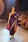 Swarajya ~ Times Fashion Week Exclusive ~ Handloom Pure Silk Paithani with Fancy Peacock Pallu with Embroidered Border in Royal Blue - verymuchindian.com