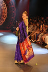 Swarajya ~ Times Fashion Week Exclusive ~ Handloom Pure Silk Paithani with Fancy Peacock Pallu with Embroidered Border in Royal Blue - verymuchindian.com