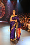 Swarajya ~ Times Fashion Week Exclusive ~ Handloom Pure Silk Paithani with Fancy Peacock Pallu with Embroidered Border in Royal Blue - verymuchindian.com