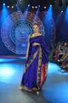 Swarajya ~ Times Fashion Week Exclusive ~ Handloom Pure Silk Paithani with Fancy Peacock Pallu with Embroidered Border in Royal Blue - verymuchindian.com